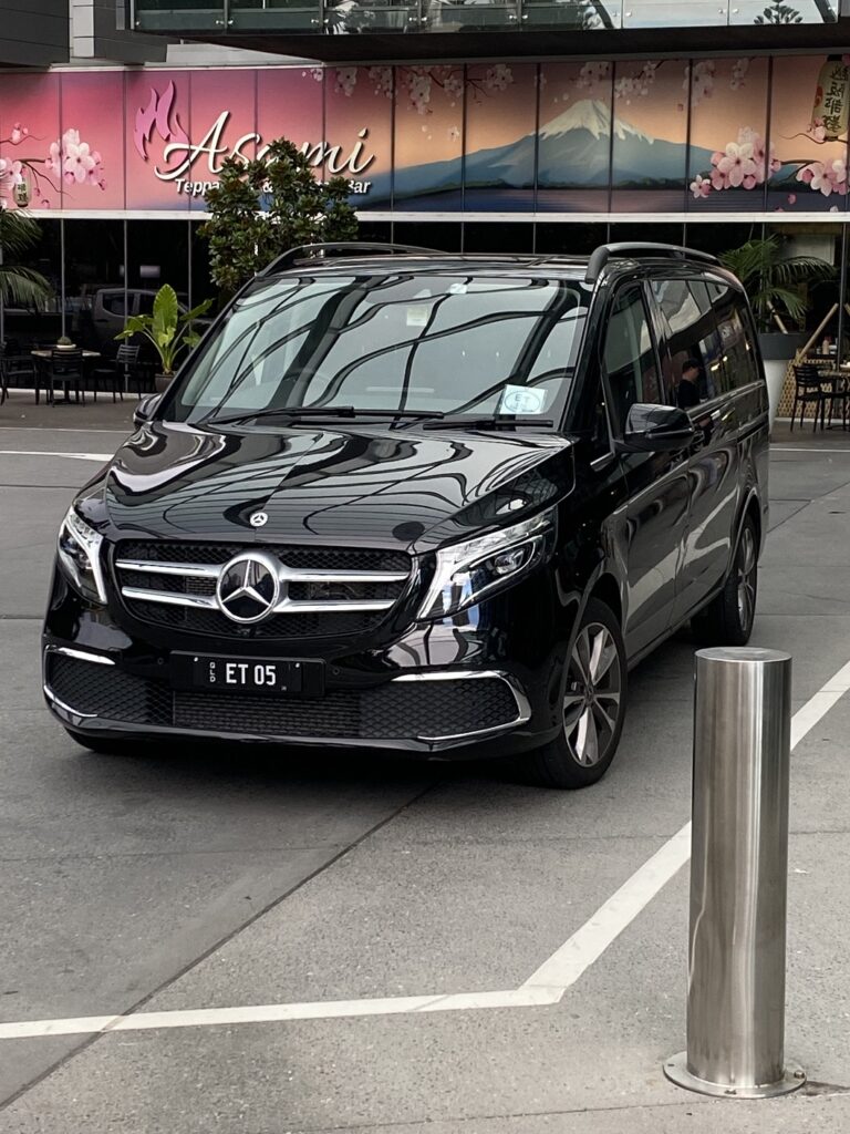 mercedes V Class by a post outside Q1 hotel